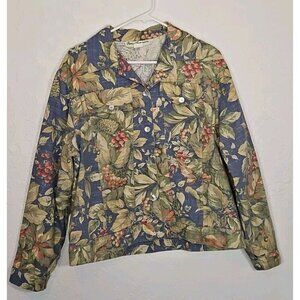 Vintage Norm Thompson floral denim style jacket size Large made in USA